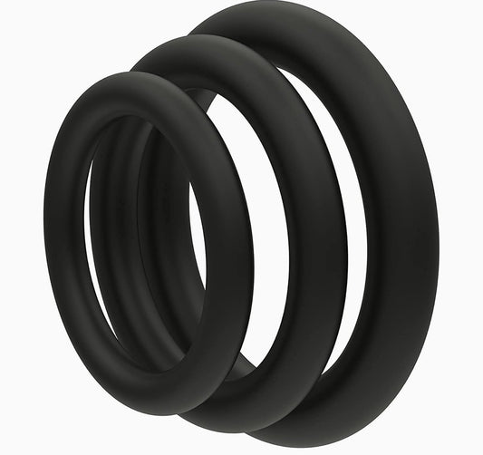 Penis Rings Set with 3 Different Sizes Cock Rings for Erection Enhancing, Long Lasting Stronger Adult Sex Toy, Soft Stretchy Silicone Cock Ring for Men Couple Sexual Pleasure Enhancing, Black