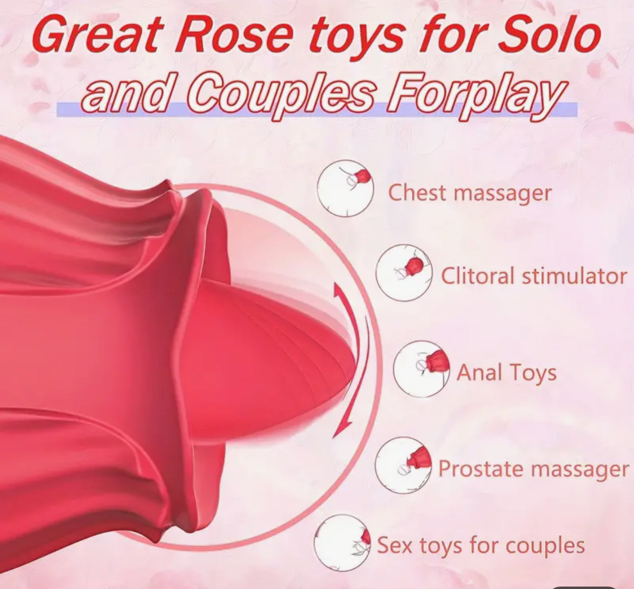 1pc Rose Tongue Licking Vibrator For Women, G Spot Nipple Stimulation Adult Toys, Vibrating Silicone Clitoral Vibrators, Sex Toys For Women