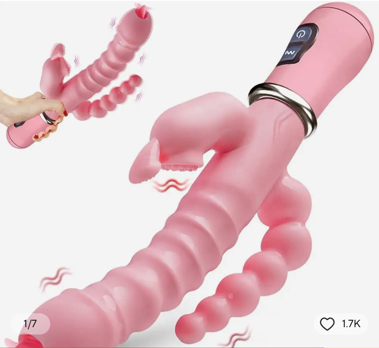 3 In 1 Dildo Rabbit Vibrator Tongue Licking Double Rod Masturbation Anal Clit Vibrator Sex Toys for Women