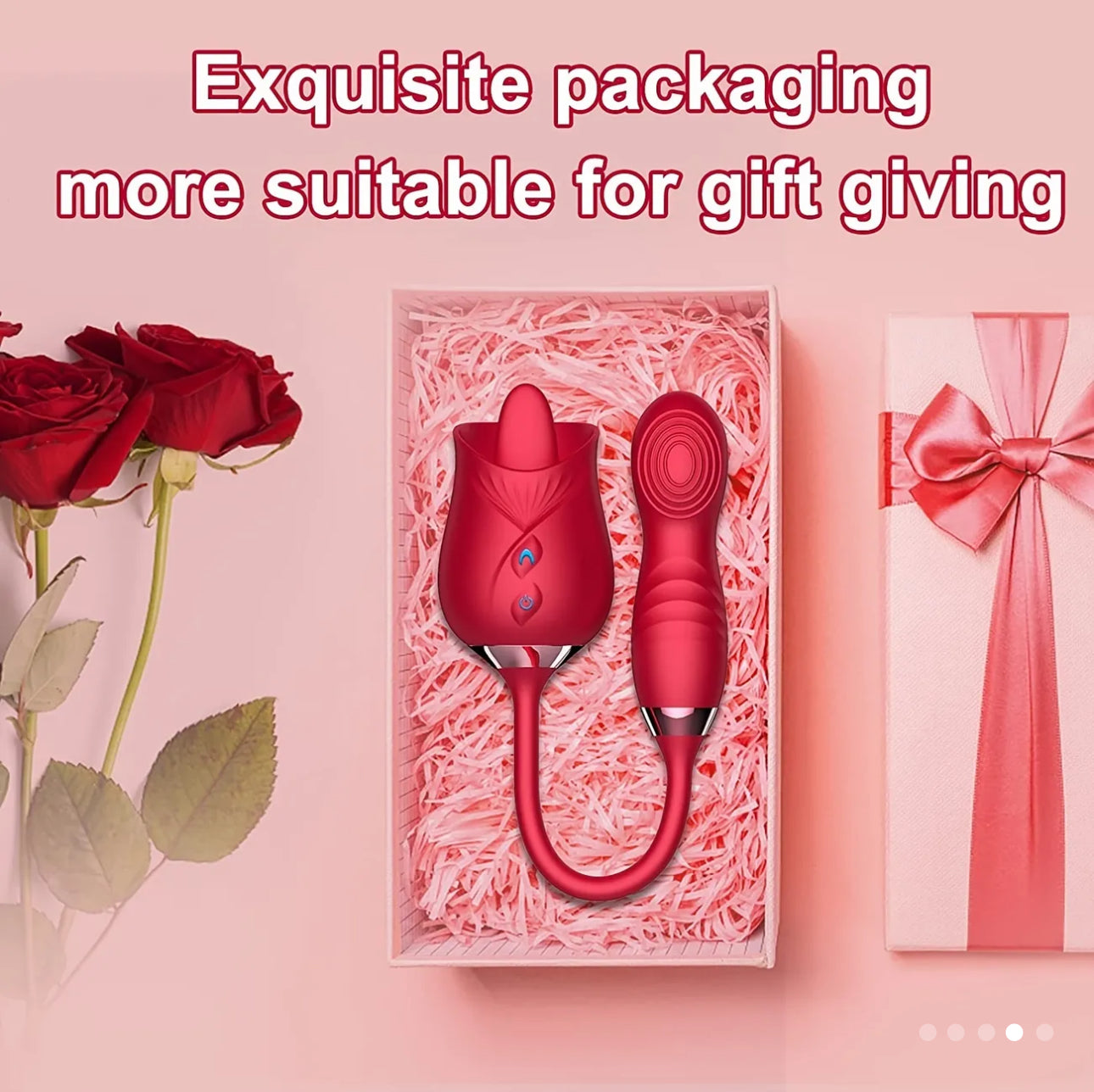 Rose Toy For Woman - Tongue Licking Vibrator Wiggly Dildo Sex Toys With 20 Modes, Oral Sex Toy Clitoris Nipple Sex Stimulator With Butt Plug Sex Toys For Women Couples