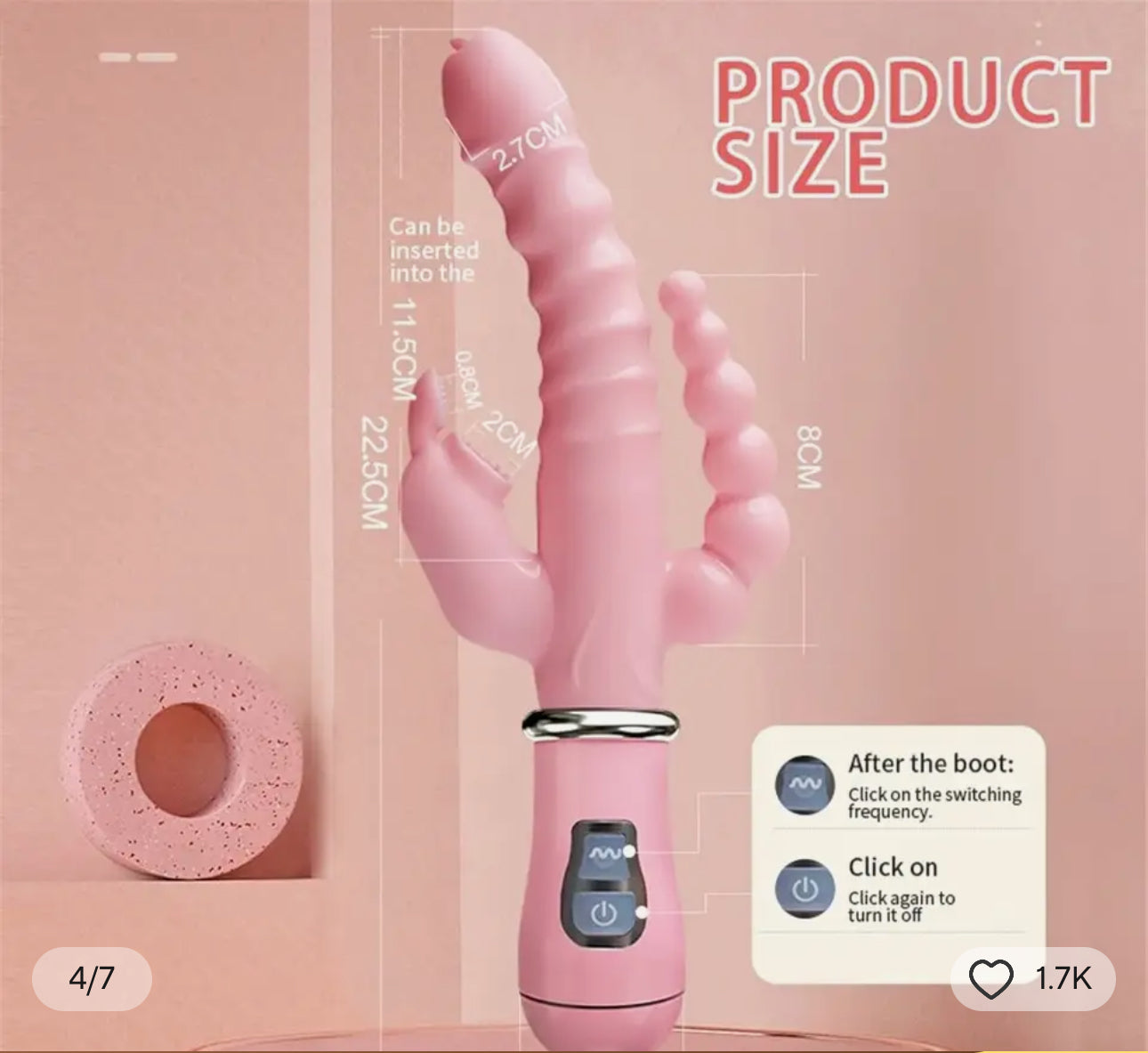 3 In 1 Dildo Rabbit Vibrator Tongue Licking Double Rod Masturbation Anal Clit Vibrator Sex Toys for Women