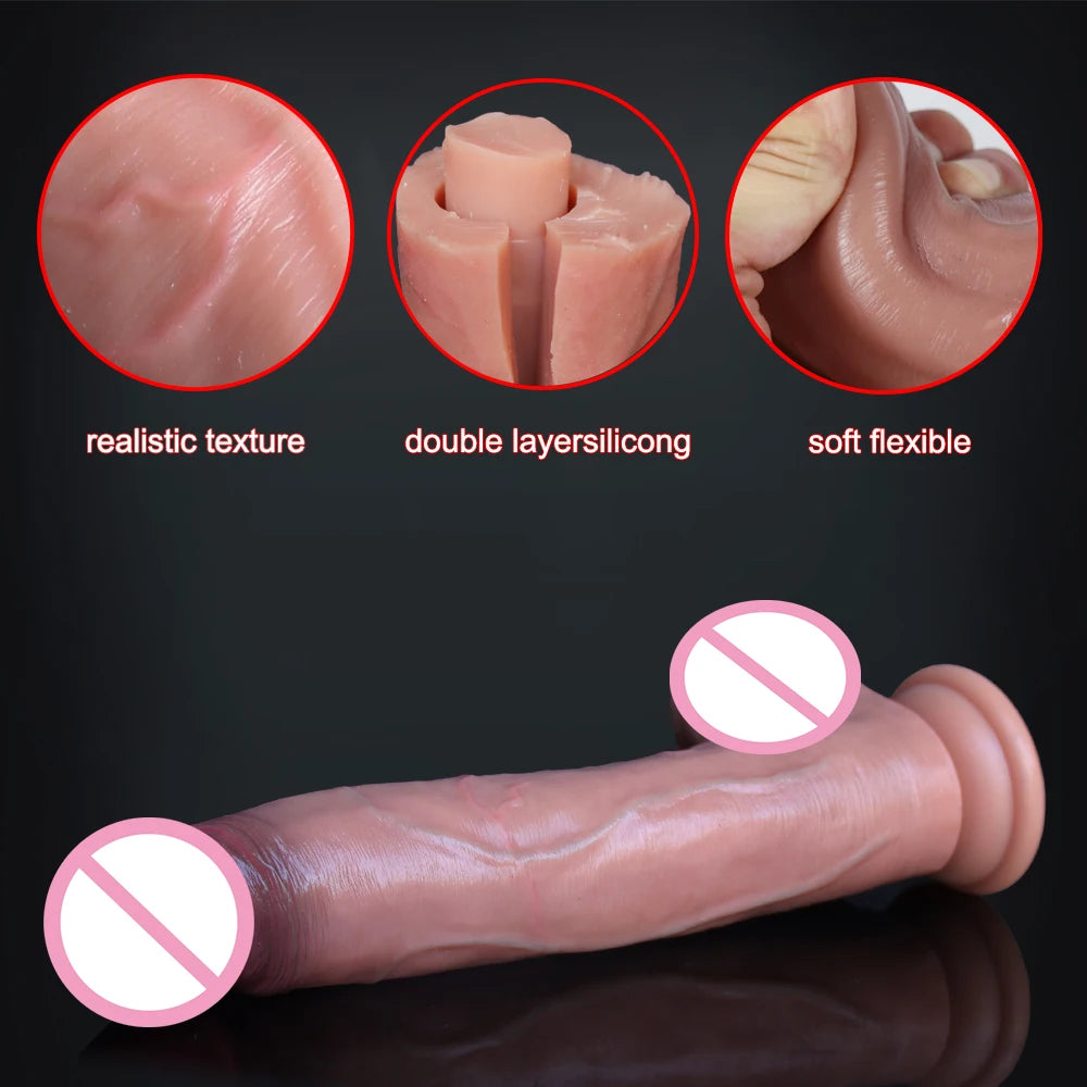 Soft Sexy Huge Dildo Skin Feeling Realistic Penis Sex Toys for Women Big Dicks Double Layersilicong  Suction Cup Anal stimulator