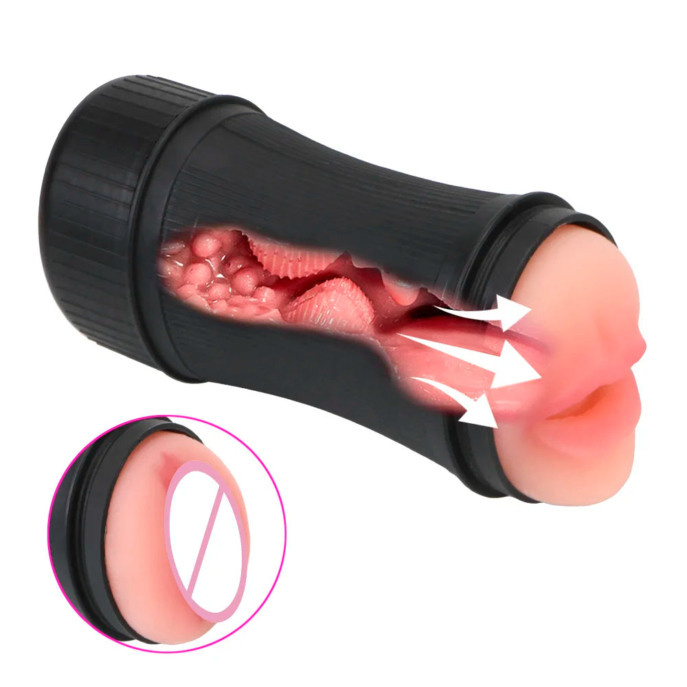 15cm Pump Penis Enlargement Sex Toys For Men Adult Male Masturbator Machine Realistic Vagina Mouth Real Pussy 2 In 1 Erotic Shop