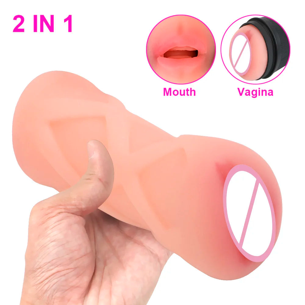 15cm Pump Penis Enlargement Sex Toys For Men Adult Male Masturbator Machine Realistic Vagina Mouth Real Pussy 2 In 1 Erotic Shop