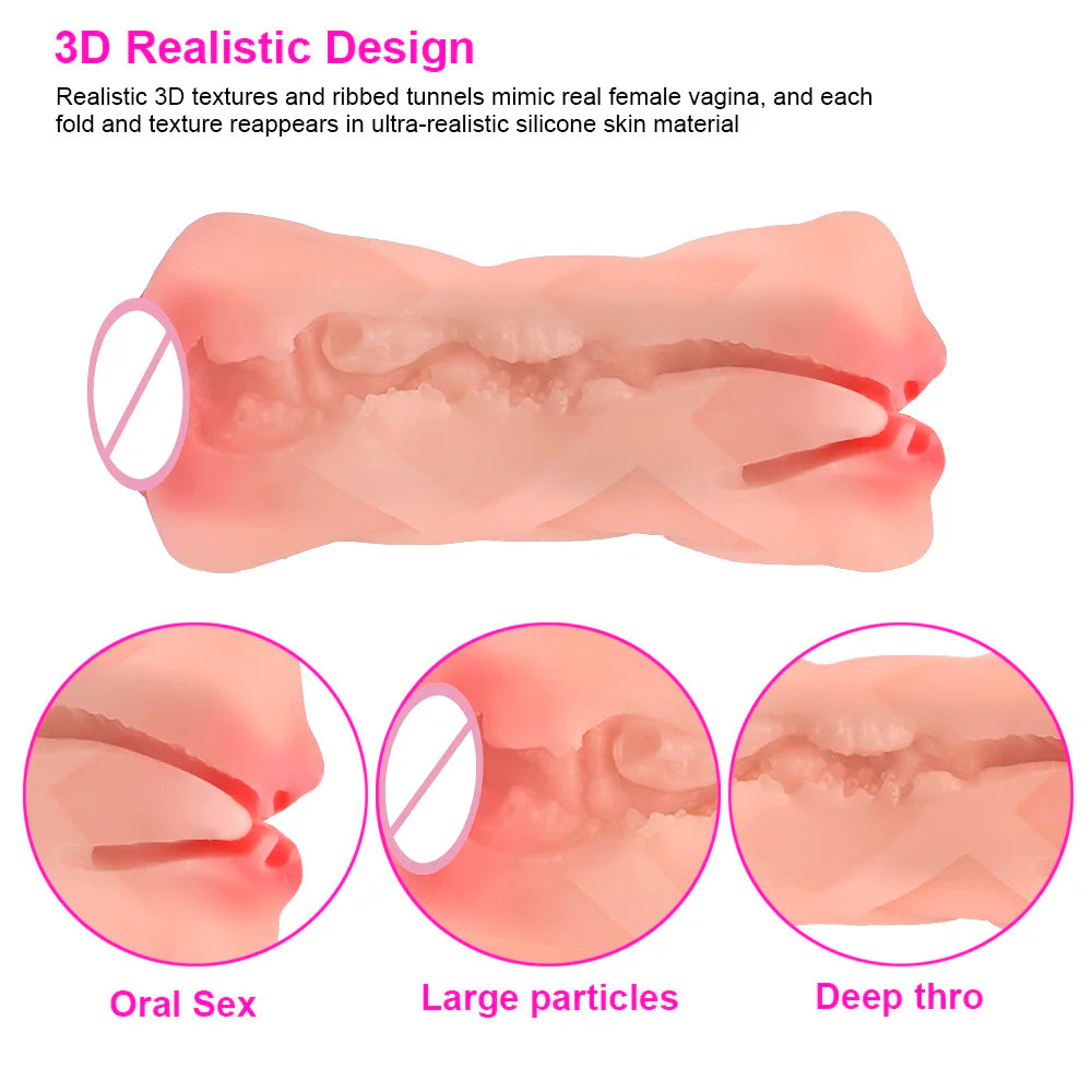 15cm Pump Penis Enlargement Sex Toys For Men Adult Male Masturbator Machine Realistic Vagina Mouth Real Pussy 2 In 1 Erotic Shop