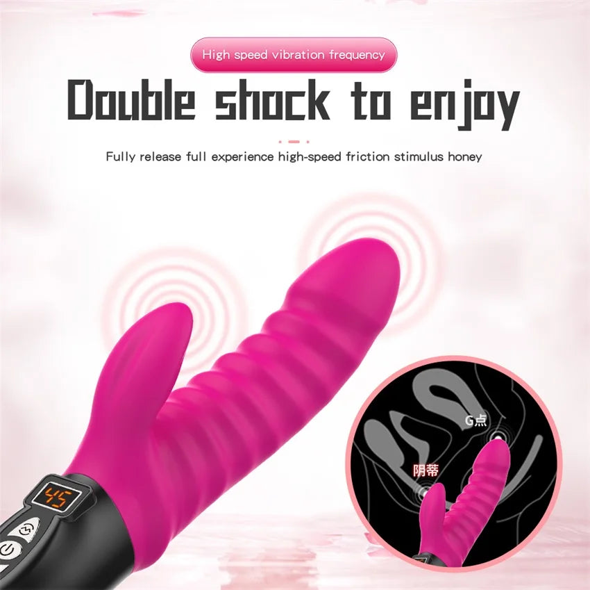 MLSice Warming G Spot Rabbit Vibrator for Clitoris Stimulation Dildo Vibrator with 12 Vibrations Dual Motor Stimulator for Women