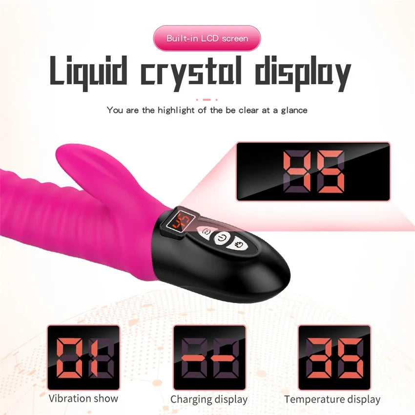 MLSice Warming G Spot Rabbit Vibrator for Clitoris Stimulation Dildo Vibrator with 12 Vibrations Dual Motor Stimulator for Women