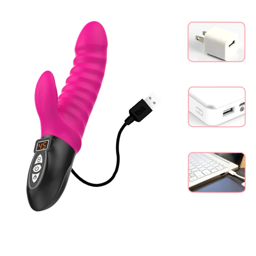 MLSice Warming G Spot Rabbit Vibrator for Clitoris Stimulation Dildo Vibrator with 12 Vibrations Dual Motor Stimulator for Women