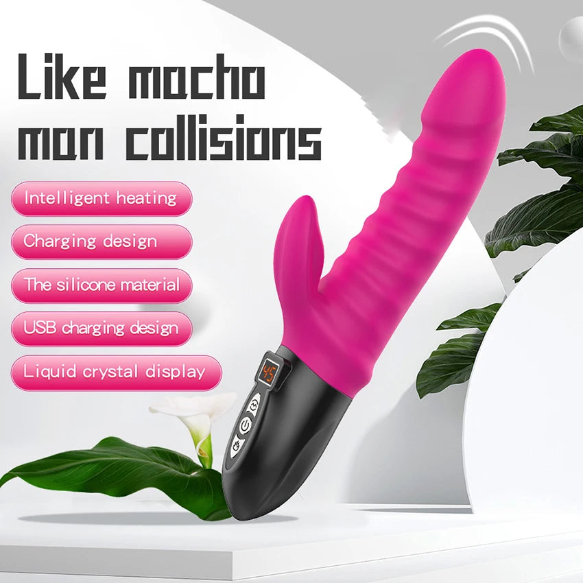 MLSice Warming G Spot Rabbit Vibrator for Clitoris Stimulation Dildo Vibrator with 12 Vibrations Dual Motor Stimulator for Women