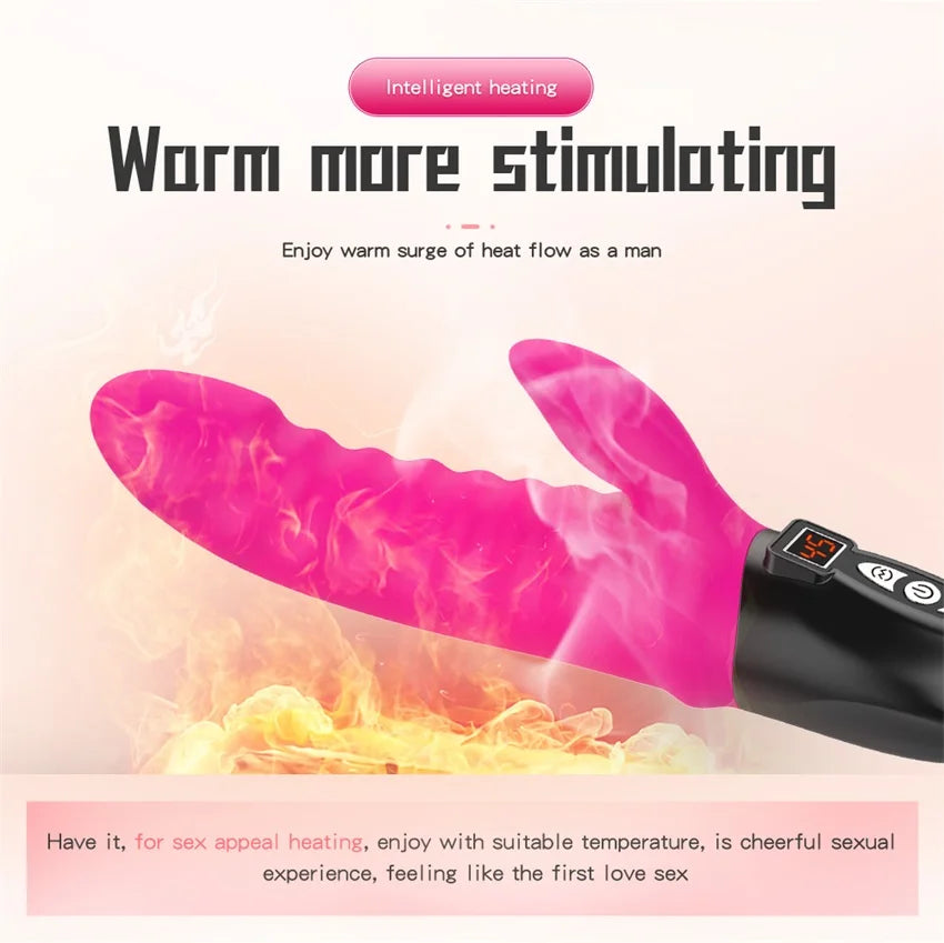 MLSice Warming G Spot Rabbit Vibrator for Clitoris Stimulation Dildo Vibrator with 12 Vibrations Dual Motor Stimulator for Women