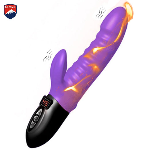 MLSice Warming G Spot Rabbit Vibrator for Clitoris Stimulation Dildo Vibrator with 12 Vibrations Dual Motor Stimulator for Women