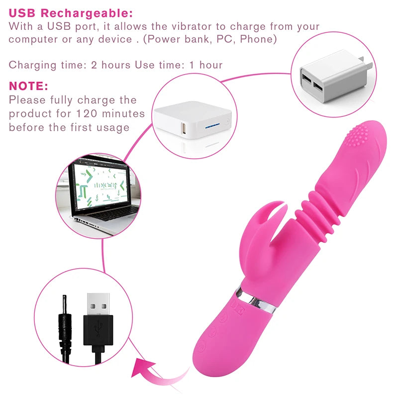 Man Nuo Rabbit Vibrator Women Toys G Spot Vagina Dildo Vibrator Sex Product USB Charging Female Masturbation Sex Toy for Woman