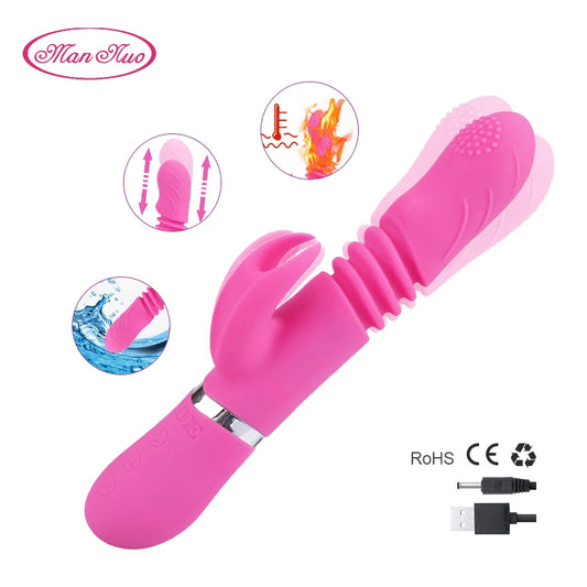 Man Nuo Rabbit Vibrator Women Toys G Spot Vagina Dildo Vibrator Sex Product USB Charging Female Masturbation Sex Toy for Woman