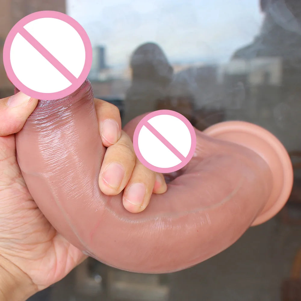 Soft Sexy Huge Dildo Skin Feeling Realistic Penis Sex Toys for Women Big Dicks Double Layersilicong  Suction Cup Anal stimulator