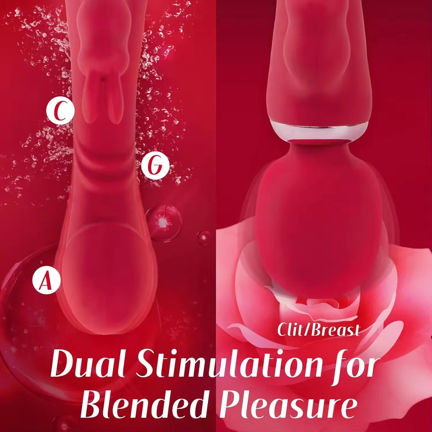 Vibrator Dildo - Powerful Vibration Modes Double-Ended Dildos Personal Massager Rabbit Vibrators Wand Adult Sex Toy