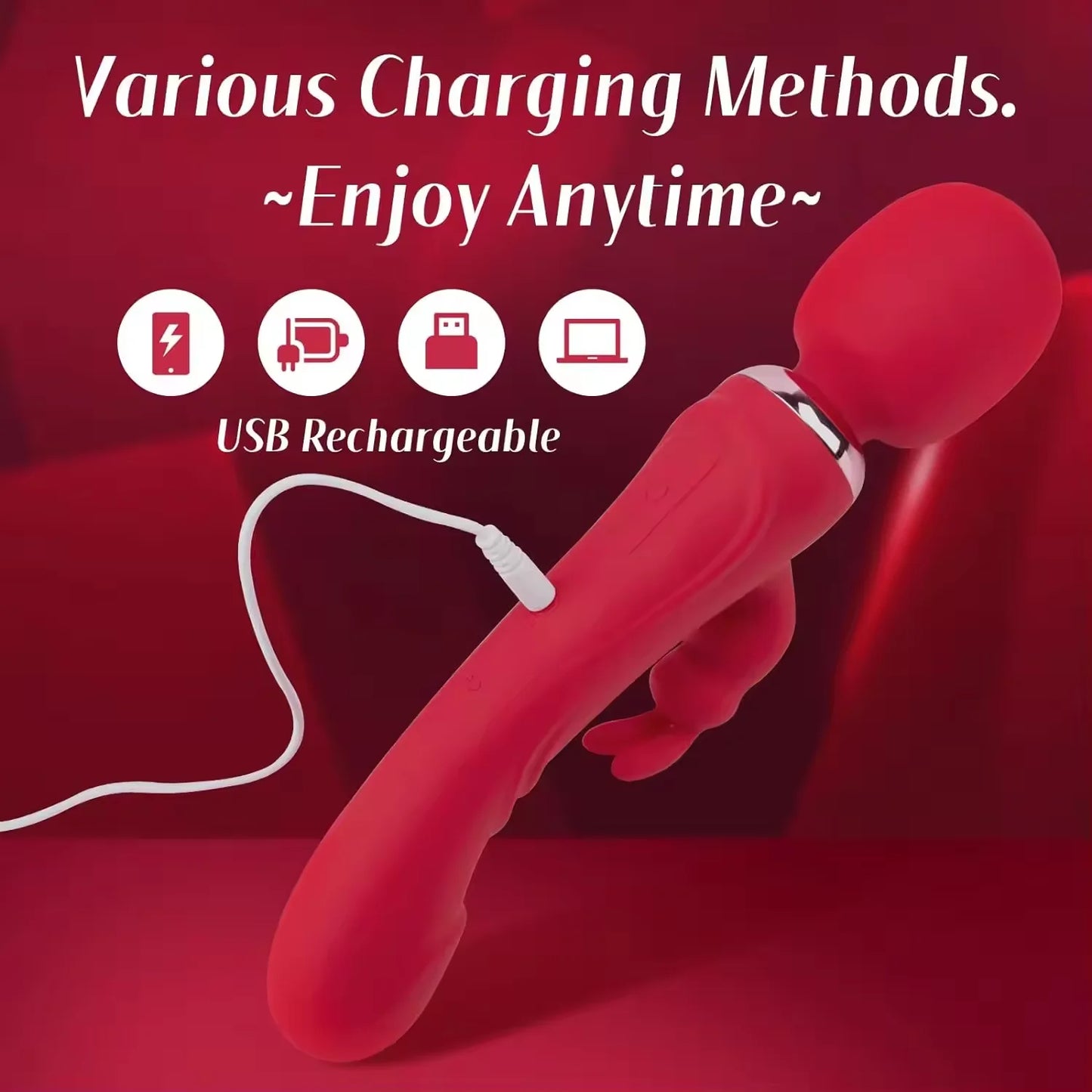 Vibrator Dildo - Powerful Vibration Modes Double-Ended Dildos Personal Massager Rabbit Vibrators Wand Adult Sex Toy