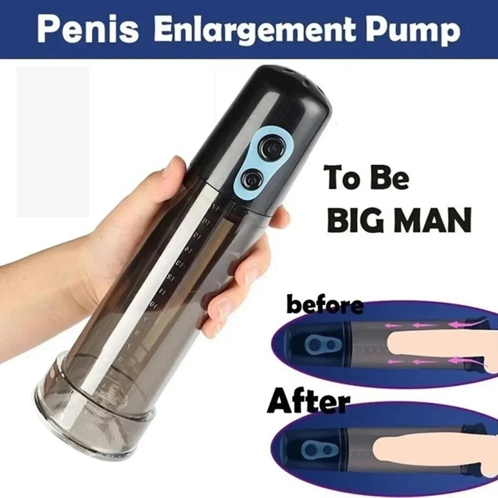 Men Sex Toys Electric Penis Pump Male Masturbator Penis Extender Penile Vacuum Pump Penis Enlargement Enhancer Massager Ring