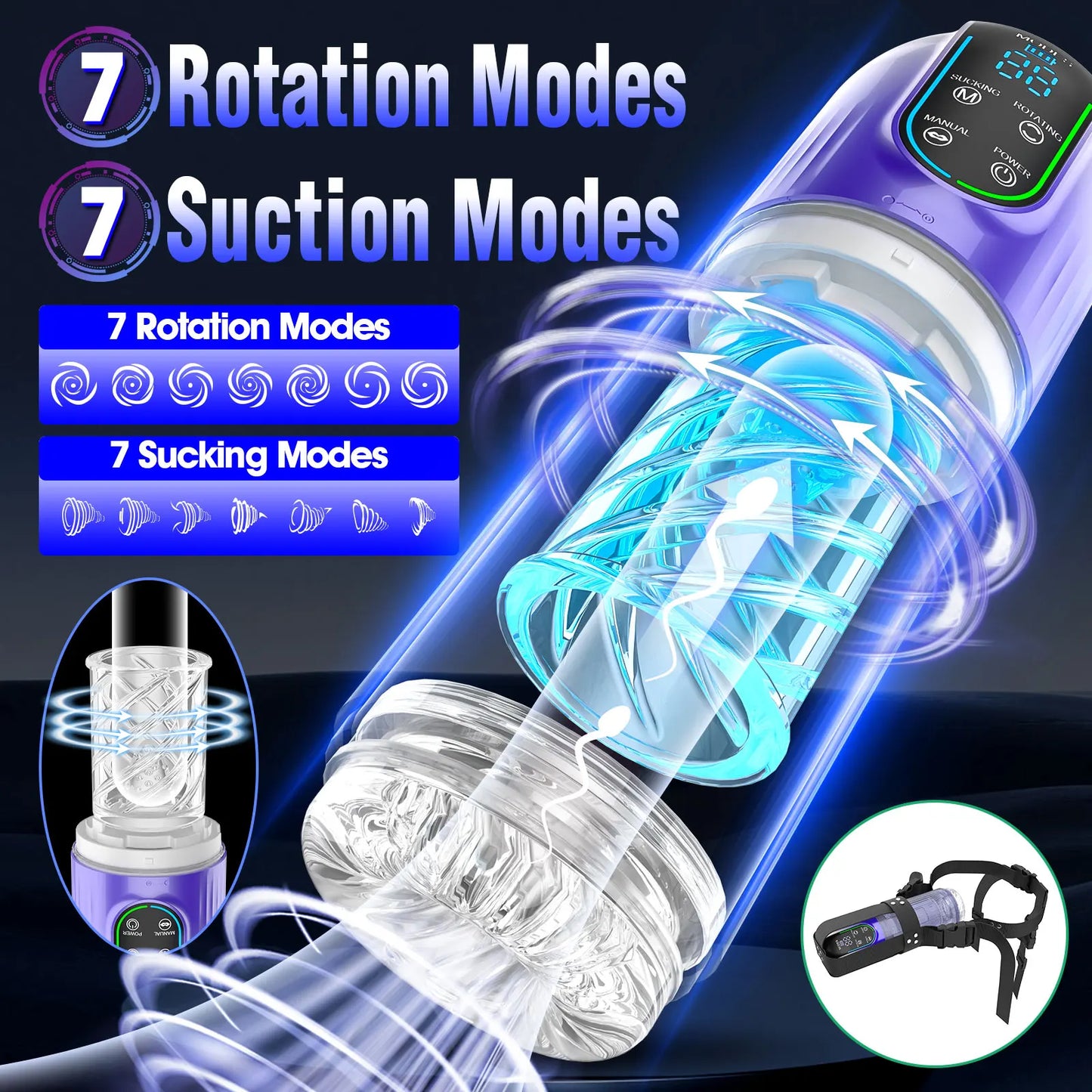 2024 Automatic Telescopic Rotation Male Masturbator Real Pocket Pussy Blowjob Machine Sex Toys for Men Piston Masturbation Cup