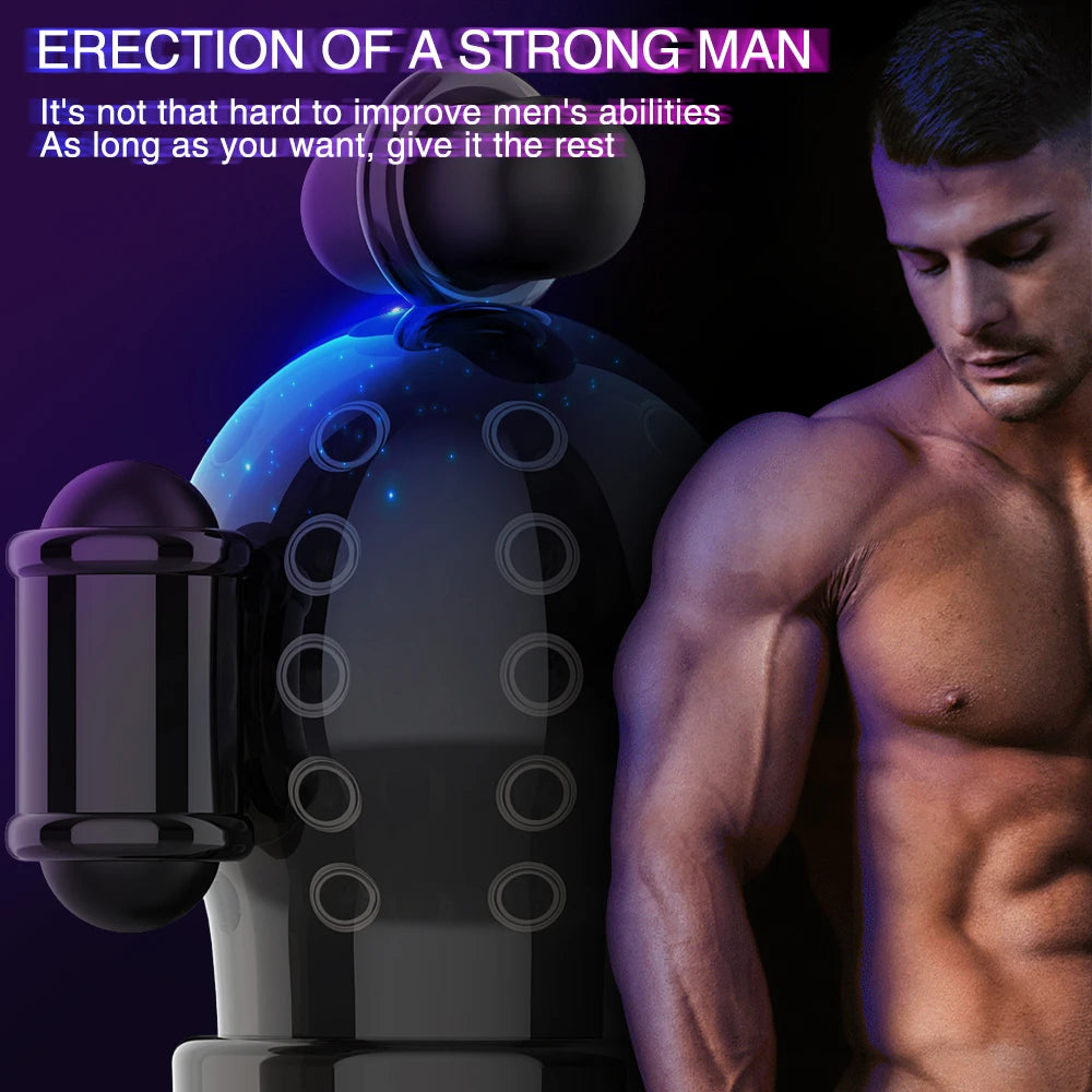 Powerful Glans Vibrator Male Penis Trainer Sleeve Sex Toys for Men Penis Sleeve Delay Ejaculation Male Masturbation 10 Speeds