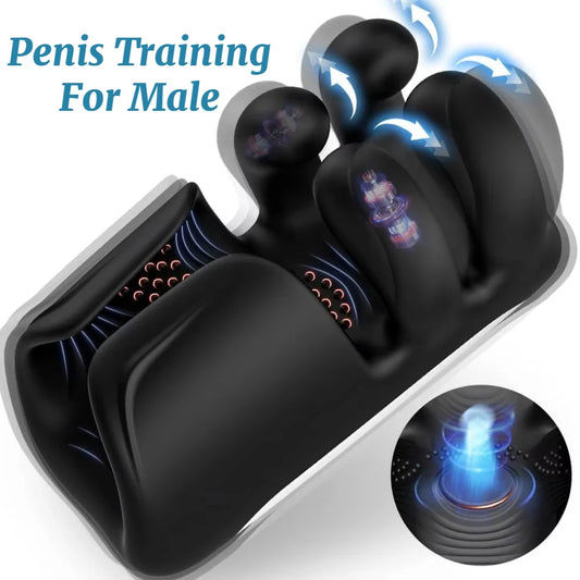 Penis Training Vibrator Male Masturbator Pinching Penis Massager Tapping Stroker Glans Trainer Stimulator Adult Sex Toys for Men