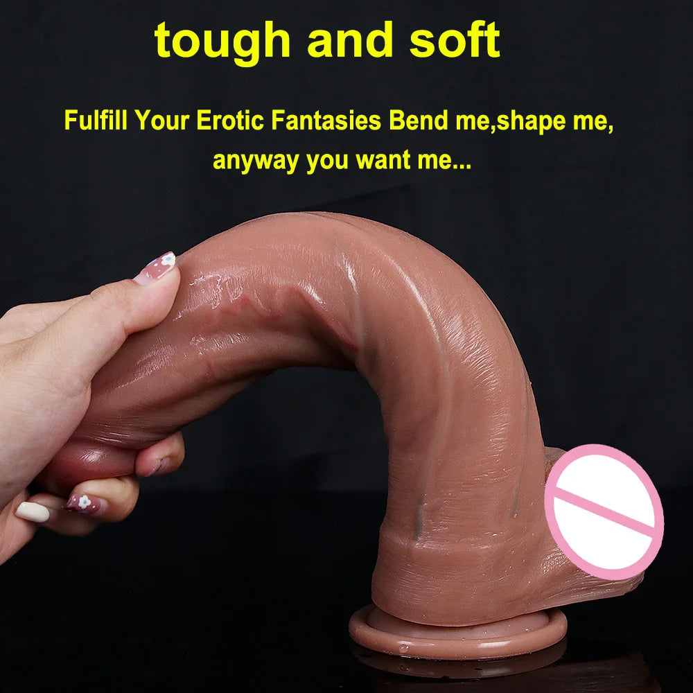 Soft Sexy Huge Dildo Skin Feeling Realistic Penis Sex Toys for Women Big Dicks Double Layersilicong  Suction Cup Anal stimulator