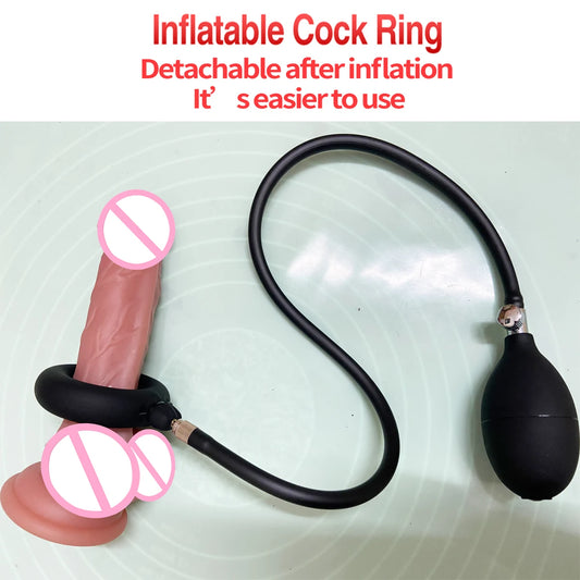 Detachable Inflate Cock Ring Delay Ejaculation Testicles Bondage Ball Stretcher Penis Erection By Pump Male Masturbation Sex Toy