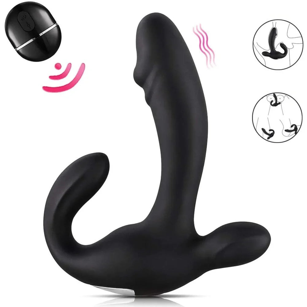 Prostate Massager Male G Spot Silicone Vibrator 3 In 1 Stimulator P-Spot Testicles Perineum Stimulation Wireless Anal Sex Toy