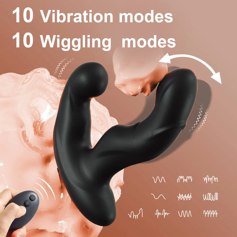 Male Prostate Massager 3 In 1 Wiggle Heating Anal Plug Sex Toys for Men Masturbation G Spot Stimulation Wireless Dildo Vibrator