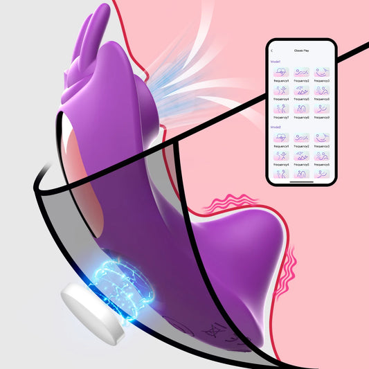 2 In 1 Bluetooth APP Sucking Vibrators Female Wearable Clit Sucker Clitoris Stimulator Adult Goods Sex Toys for Women 's Panties