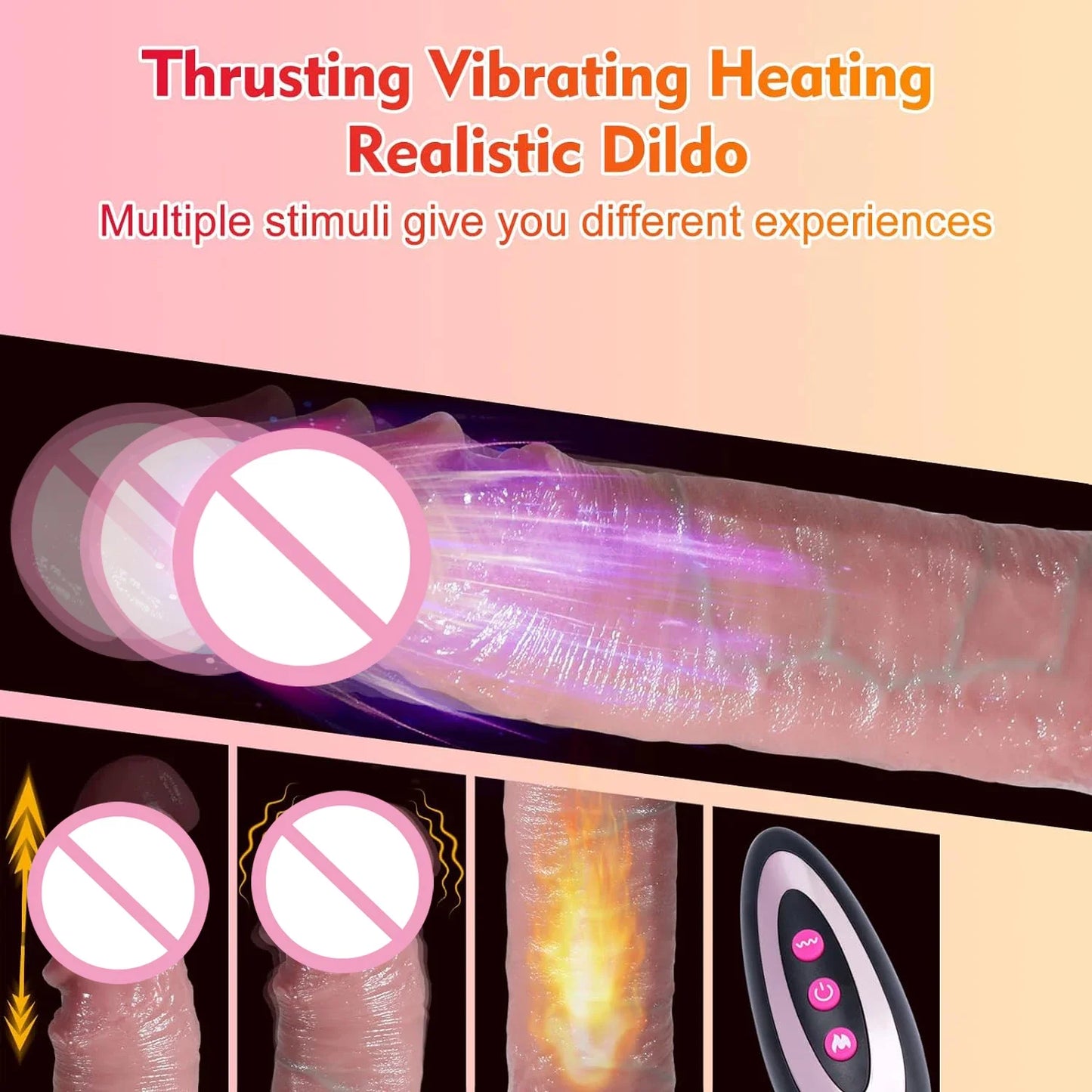 Thrusting Realistic Dildo Vibrator Anal Plug With Vibrating Telescopic Dildos Female Sex Toys for Women Penis With Suction Cup