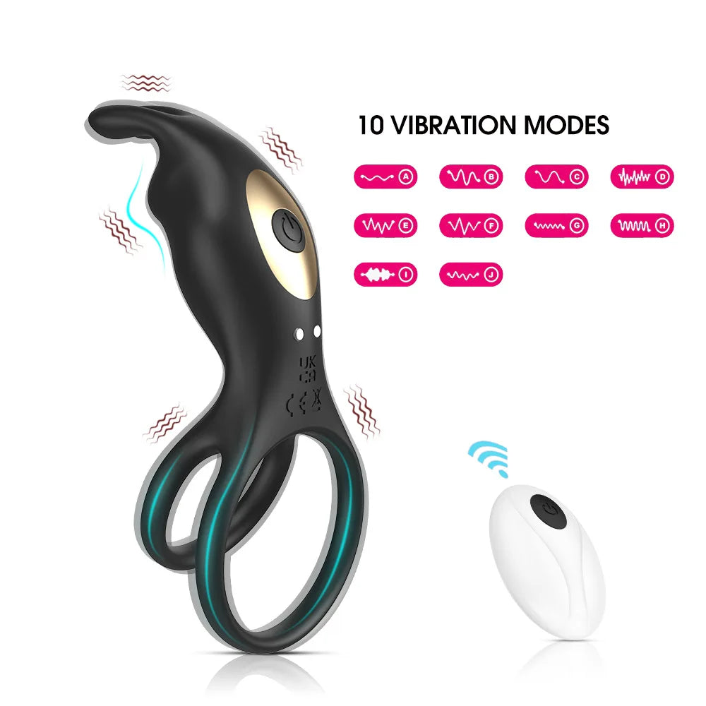 Rogue Rabbit APP remote control vibration double ring delay silicone lock fine ring husband and wife products