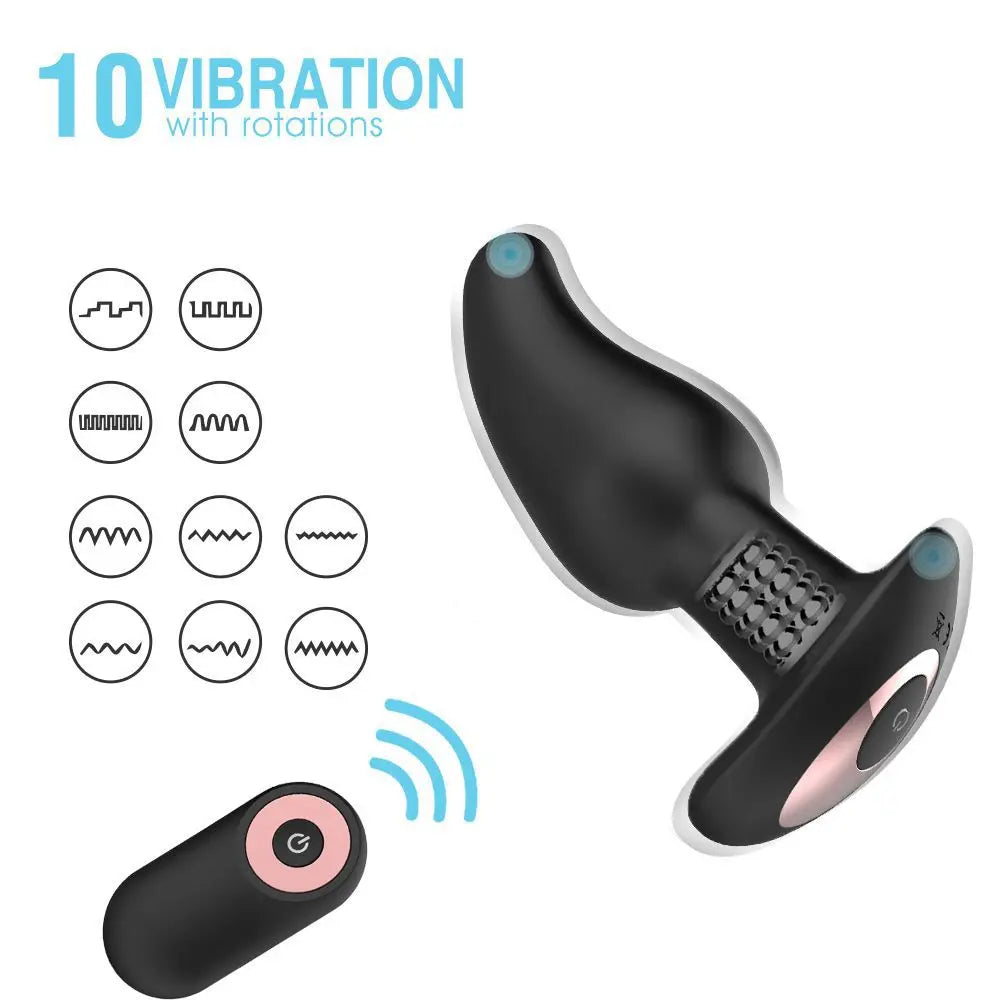 Wireless Remote Anal Plug for Couples Play, Rechargeable Vibrating Butt Plug Sex Toy with Rotating Beads and Tentacles 18.00