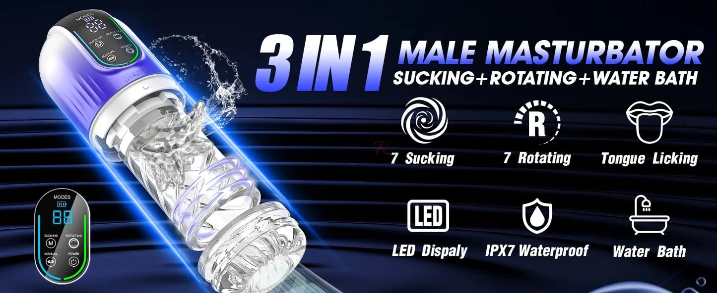 Automatic Male Masturbator Cup LED Display Sucking Vibration Blowjob Real Vagina Pocket Adults 18 Sex Toys For Men Man