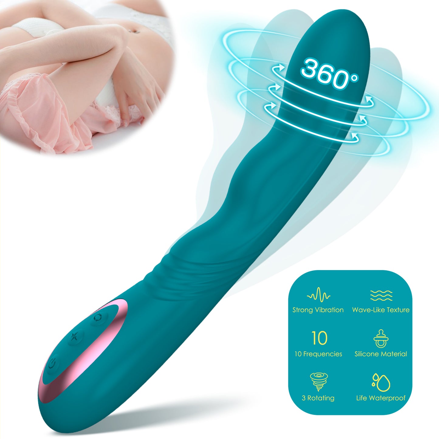 Rotating 360° Rocking Vibrator 10 Modes G Spot Vagina Vibrating Clitoral Stimulator Dildo Female Masturbator Sex Toys for Woman