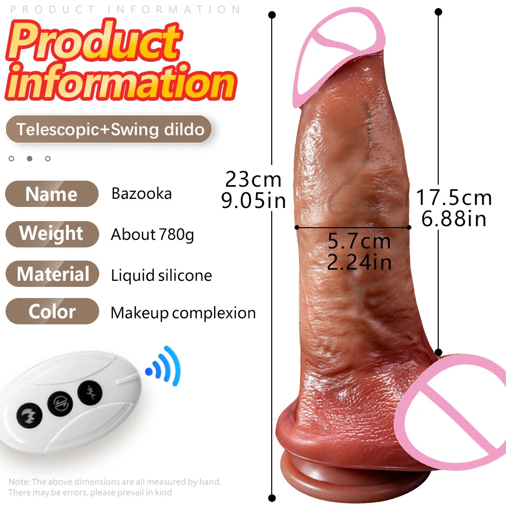 9.4in Huge Dildo Vibrator Dildo Heating Wireless Remote Realistic Penis Swing Dick Sex Toys Telescopic Dildo Vibrator For Women