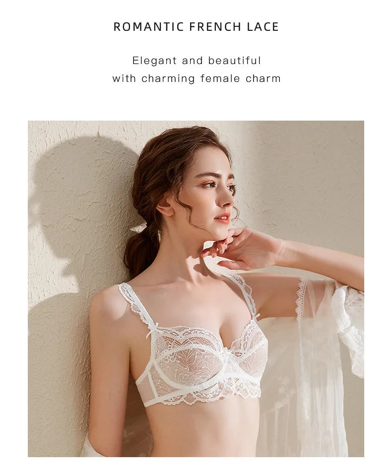 Logirlve Fashion Lady Sexy Bra Set Plus Size Brassiere Transparent Underwear Lace Embroidery Brand Women Lingerie Set Ultrathin