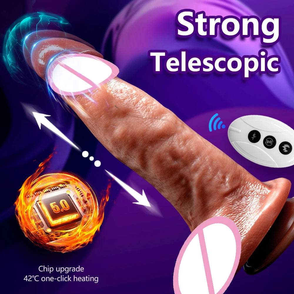 9.4in Huge Dildo Vibrator Dildo Heating Wireless Remote Realistic Penis Swing Dick Sex Toys Telescopic Dildo Vibrator For Women