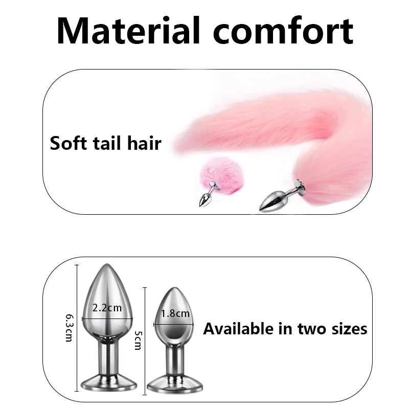 Mini Fox Anal Plug Cute Tail Anal Toys for Beginner Stainles Steel Anal Plug BDSM Game Cosplay Sex Toys for Woman Couple Men