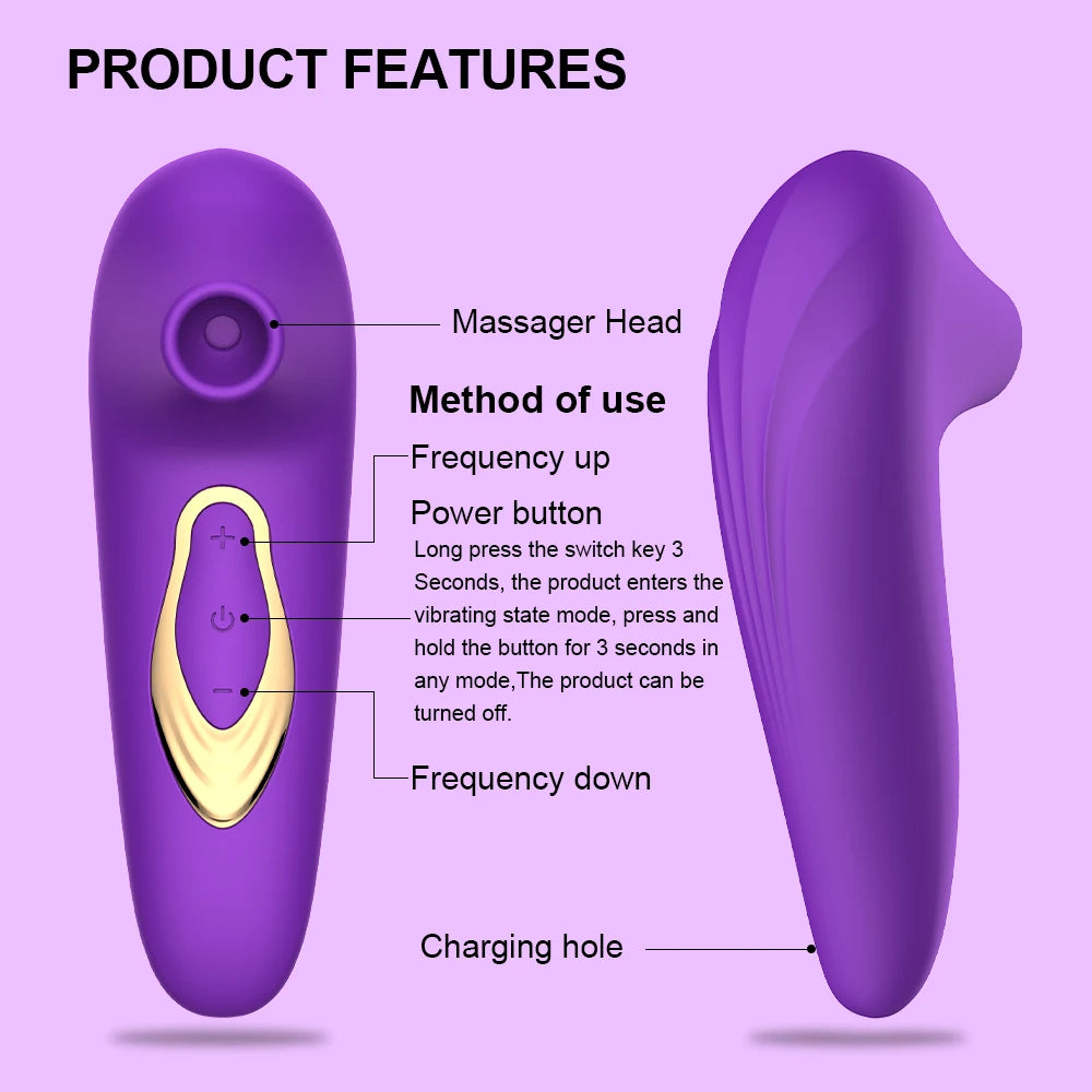 Powerful Clitoris Sucking Tongue Vibrator for Women Nipples Suction Stimulator 10 Vibration Modes Clitoral Massager Waterproof