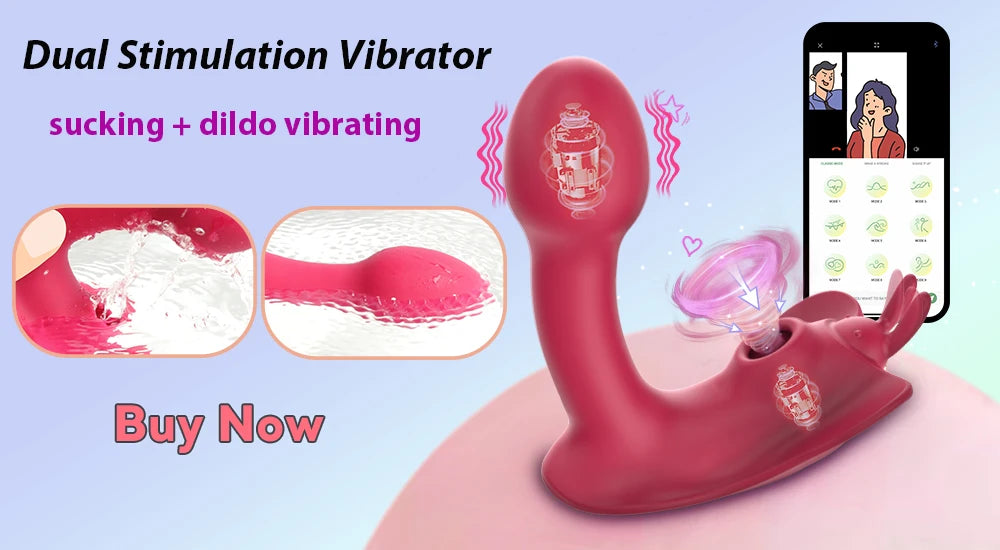 2 In 1 Bluetooth APP Sucking Vibrators Female Wearable Clit Sucker Clitoris Stimulator Adult Goods Sex Toys for Women 's Panties