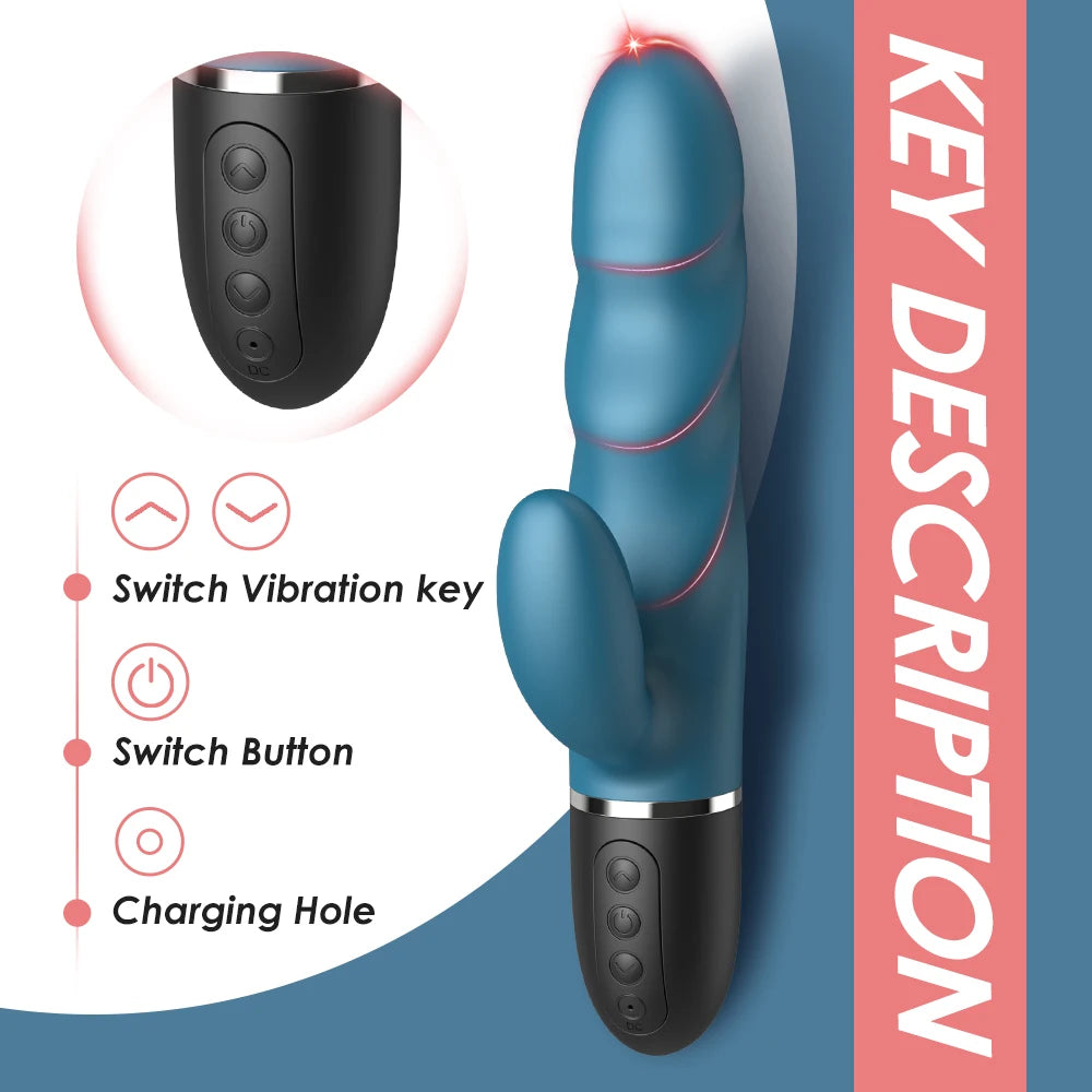 24cm Big Dildo Powerful Rabbit Vibrator Vaginal G-Spot Massager Adult Sex Toys for Couple Clitoris Stimulator Sex Vibrating Toy