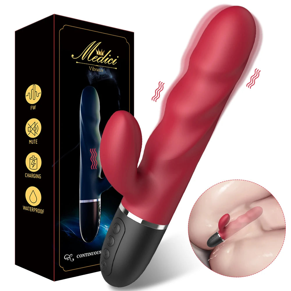 24cm Big Dildo Powerful Rabbit Vibrator Vaginal G-Spot Massager Adult Sex Toys for Couple Clitoris Stimulator Sex Vibrating Toy