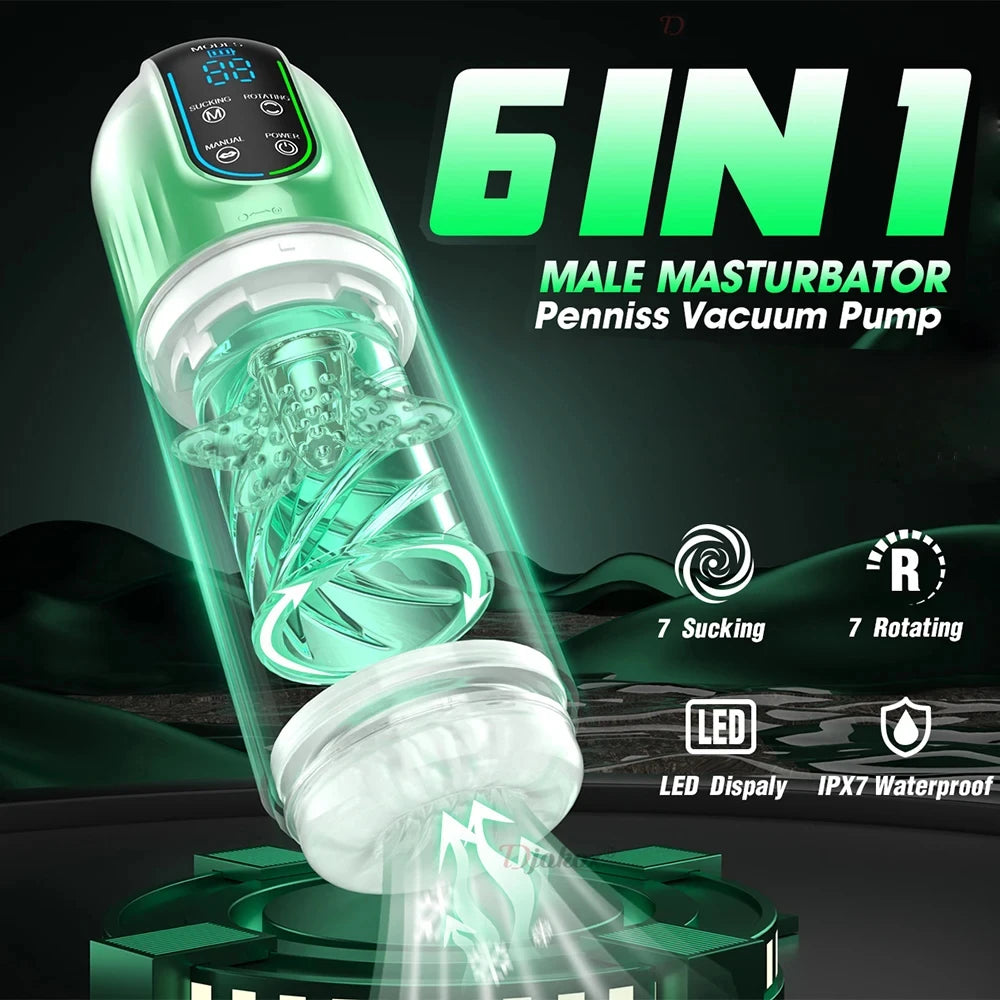 Automatic Male Masturbator Cup LED Display Sucking Vibration Blowjob Real Vagina Pocket Adults 18 Sex Toys For Men Man