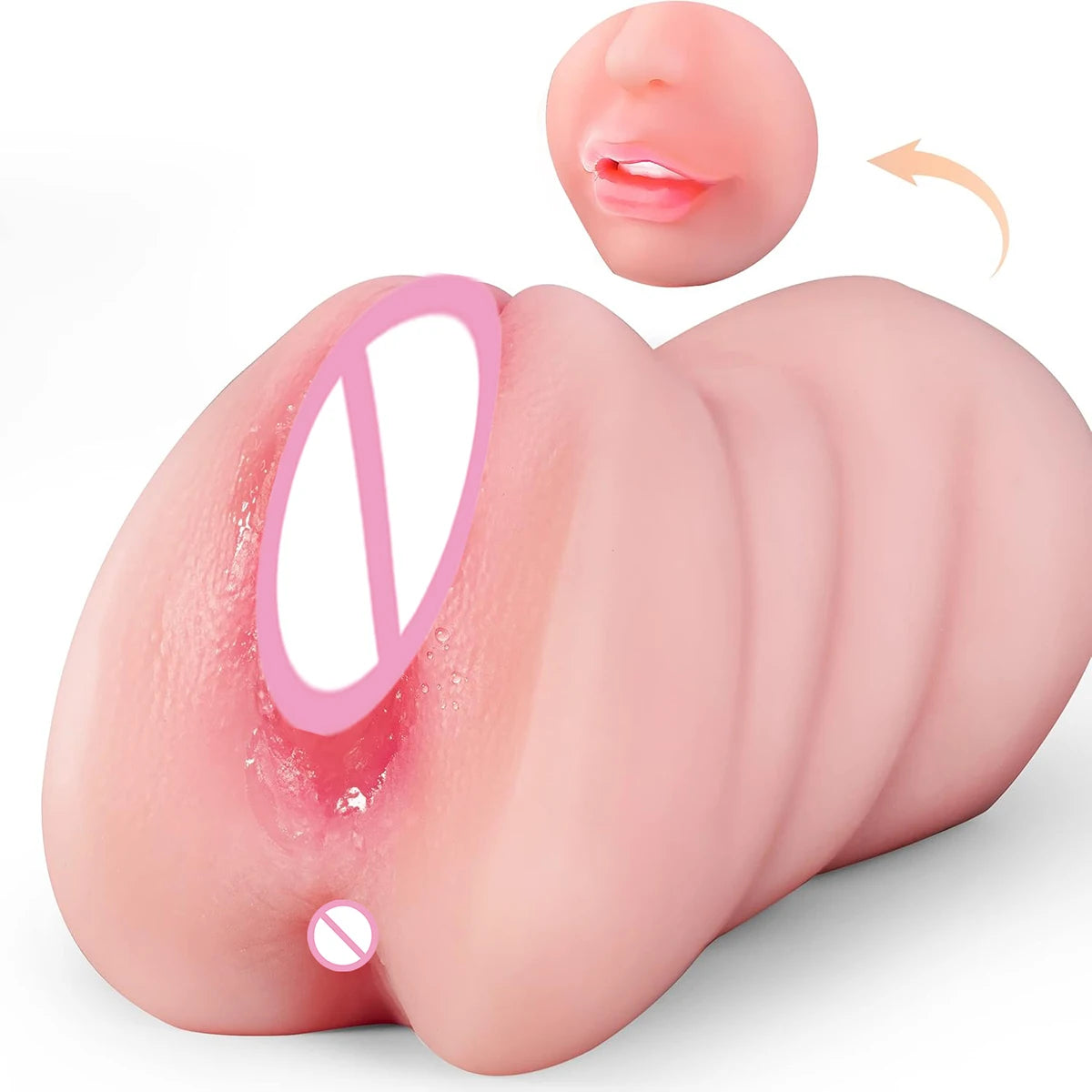 3 in 1 Artificial Vagina Male Masturbator Cup Realistic Vaginal Real Oral Vagina Anal Silicone Ass Sex Toys for Men Masturbation