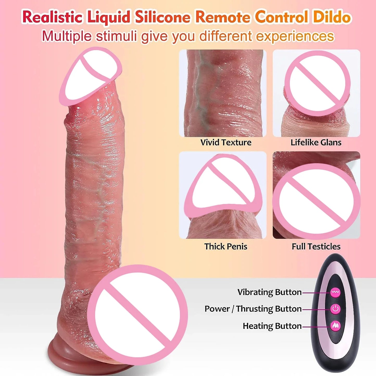 Thrusting Realistic Dildo Vibrator Anal Plug With Vibrating Telescopic Dildos Female Sex Toys for Women Penis With Suction Cup